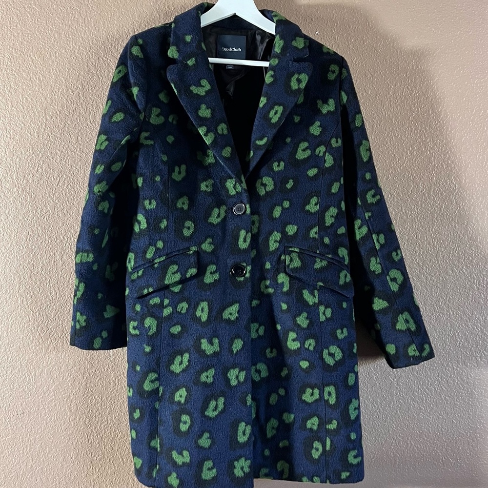 ModCloth City Savvy Leopard Print Knee High Coat Size Small